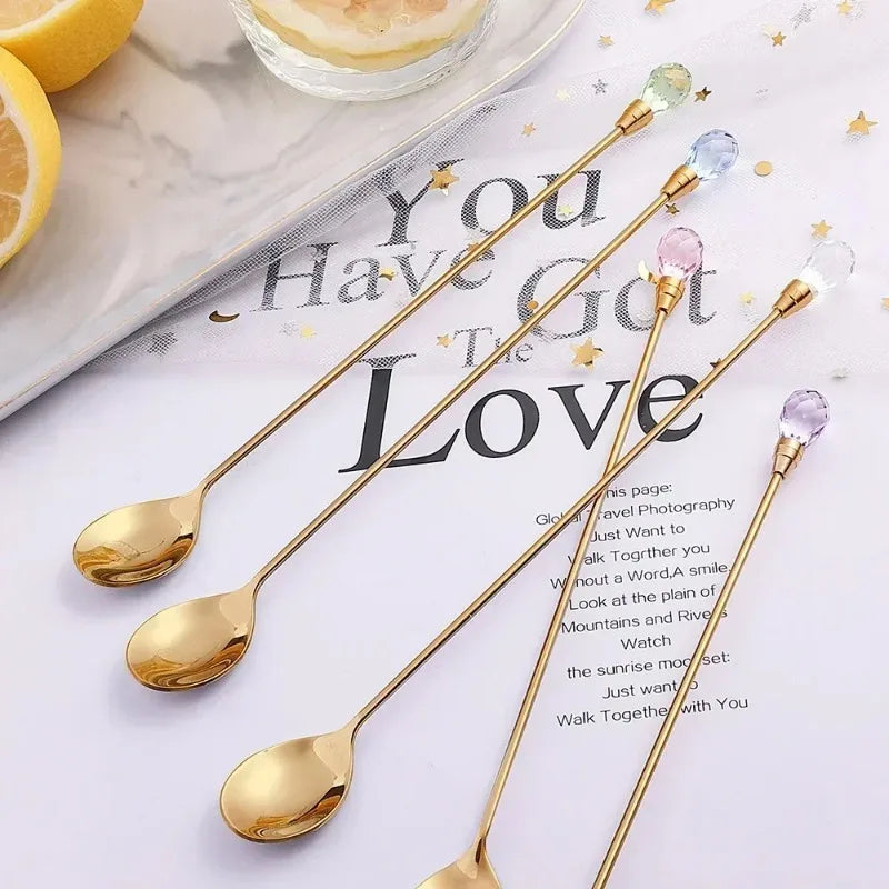 Crystal Diamond Stirring Spoon Set – Stainless Steel Teaspoons Decorative Spoon Set Babs