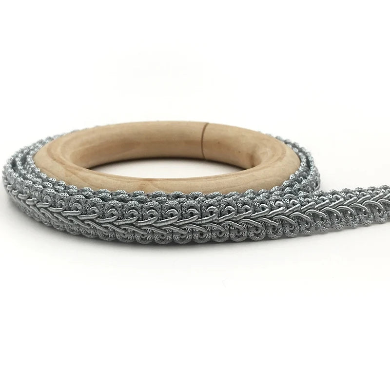 5M Centipede Braided Cotton Lace Trim 12mm – DIY Sewing Ribbon Lace Trim Ribbon Babs gray