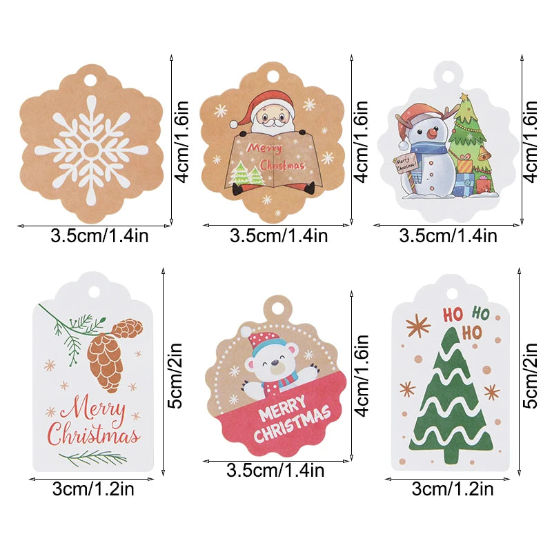 100PCS Christmas Kraft Paper Hanging Gift Tags & Labels Gift Tags Babs