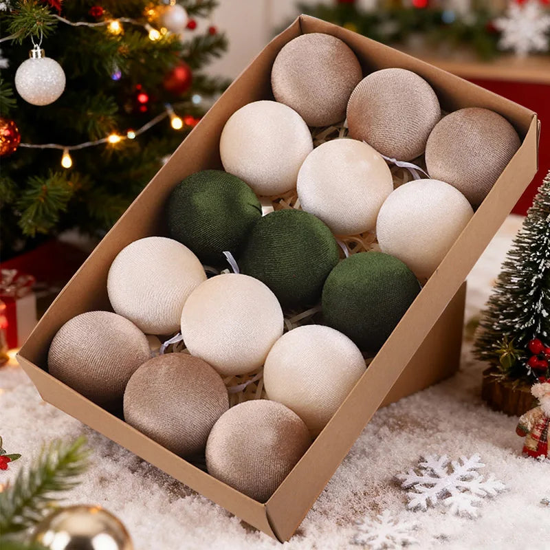 15pcs Velvet Christmas Ball Ornaments 6cm Xmas Tree Decorations Christmas Ball Ornaments Babs