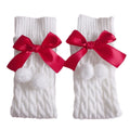 Japanese Preppy Cable Knit Leg Warmers – Bow & Plush Ball Knit Leg Warmers Babs Red One Size