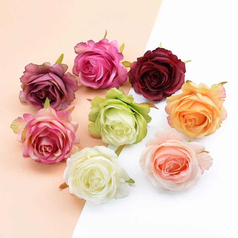 10Pcs Silk Rose Heads – Wedding, Home & DIY Craft Décor Artificial Silk Flowers Babs