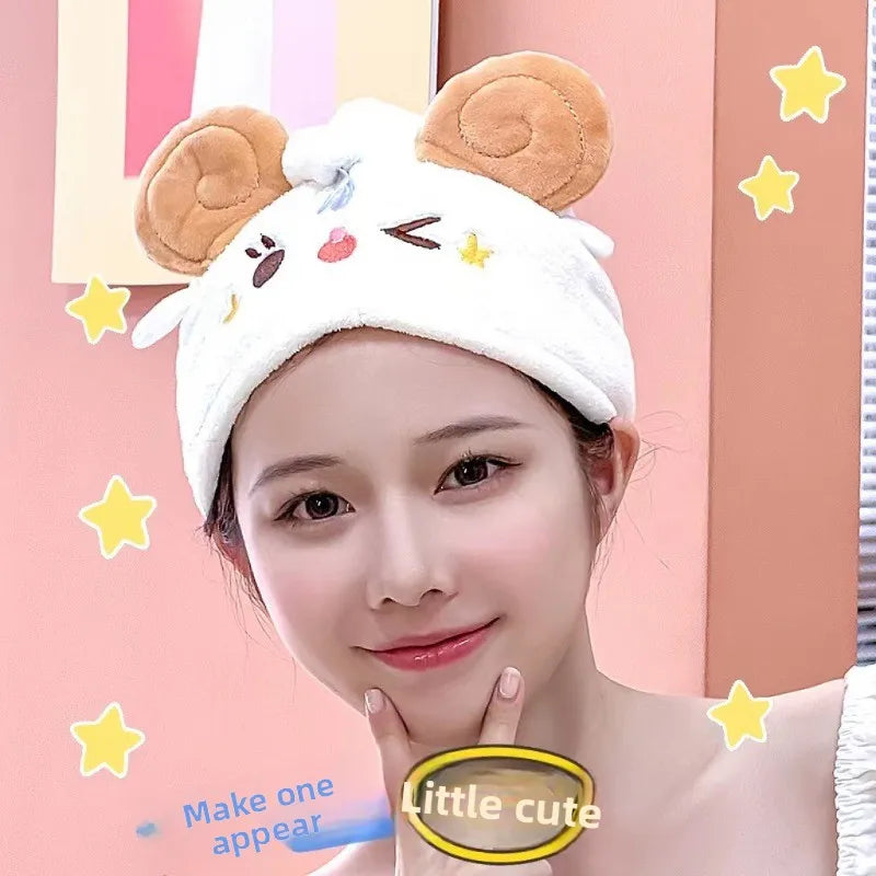 Kawaii Sheep Hair Towel Wrap Cap – Quick Dry & Absorbent Hair Towel Wrap Cap Babs