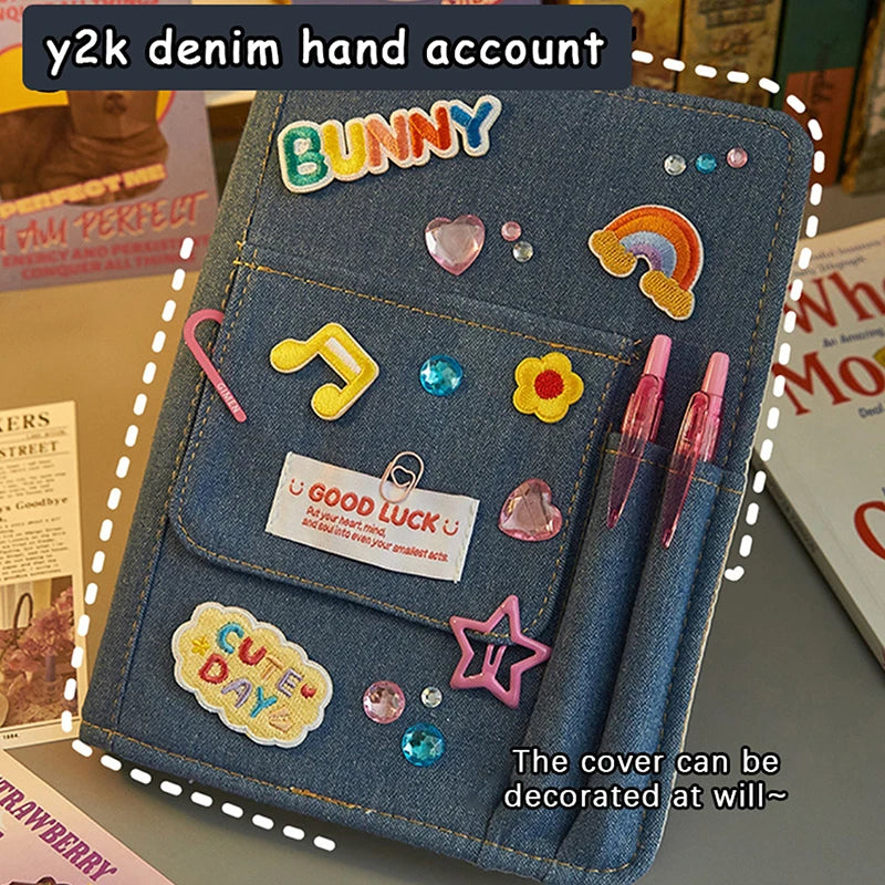 Denim Notebook Journal Diary – Y2K Retro Style with Pocket Denim Journal Notebook Babs