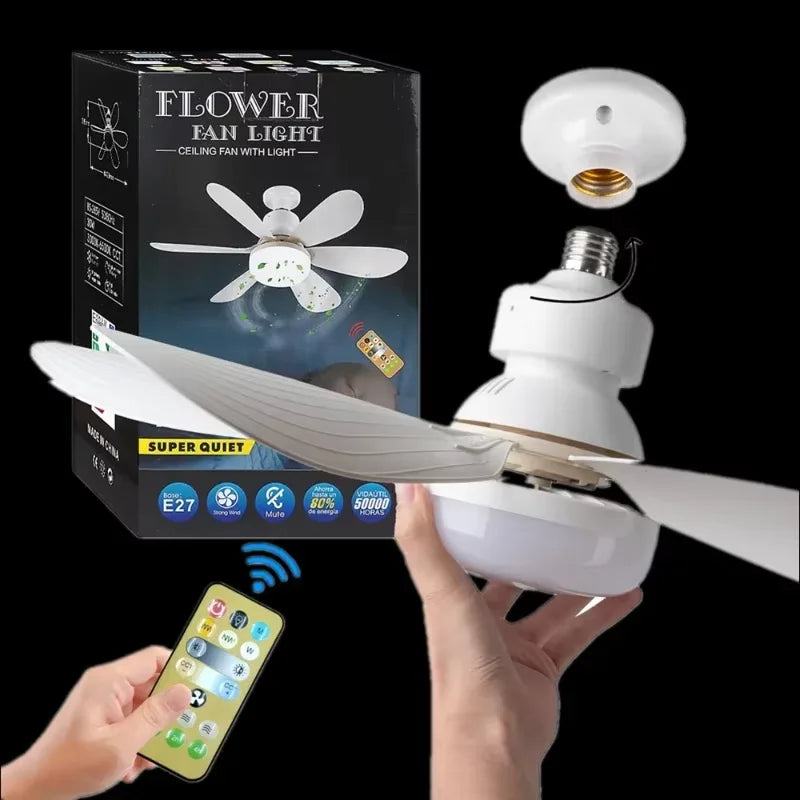 RTONTR E27 LED Socket Ceiling Fan Light with Remote – 30W LED Socket Ceiling Fan Babs