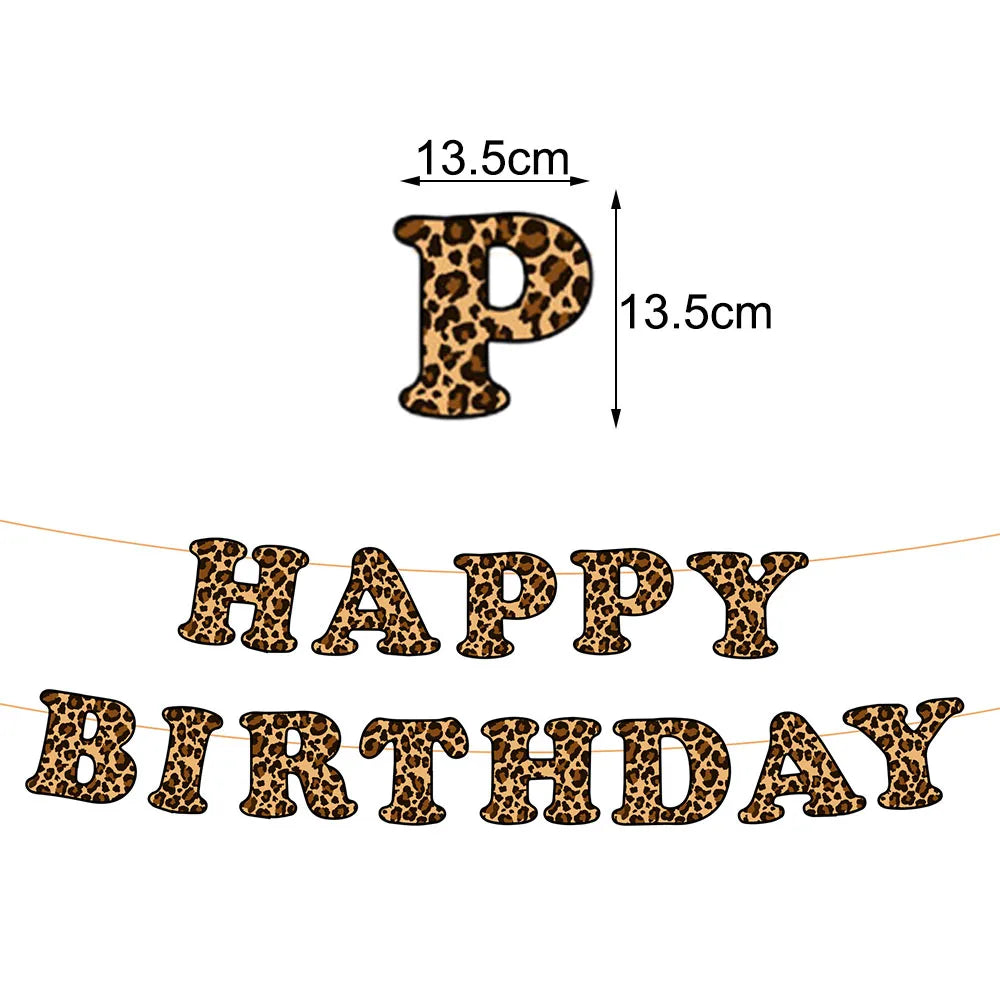 Leopard Print Birthday Banner & Balloon Party Decor Set Party Decoration Set Babs