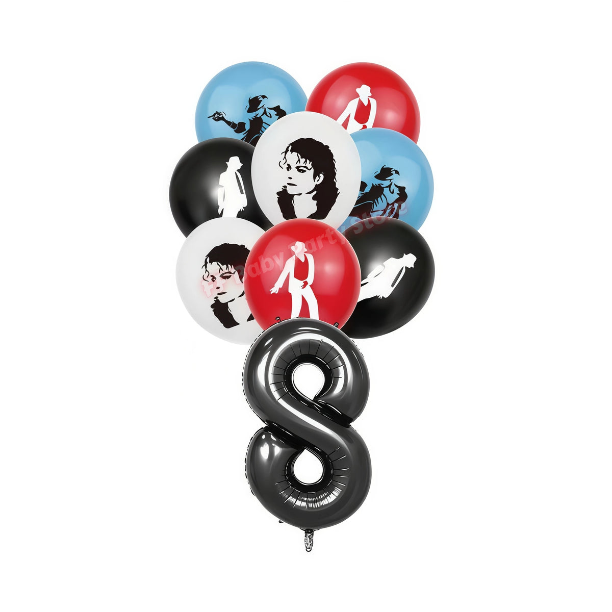 MJ Pop King Birthday Party Decorations – Balloon, Banner & Topper Party Decoration Set Babs 17pcs Number-8