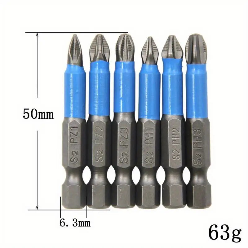 6pc Hex Anti-Skid Electric Screwdriver Bit Set PH PZ Cross Head Screwdriver Bit Set Babs