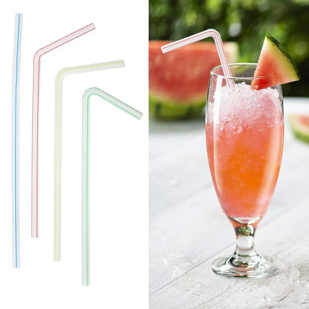 Bendable Multicolor Fluorescent Plastic Drinking Straws Disposable Drinking Straws Babs