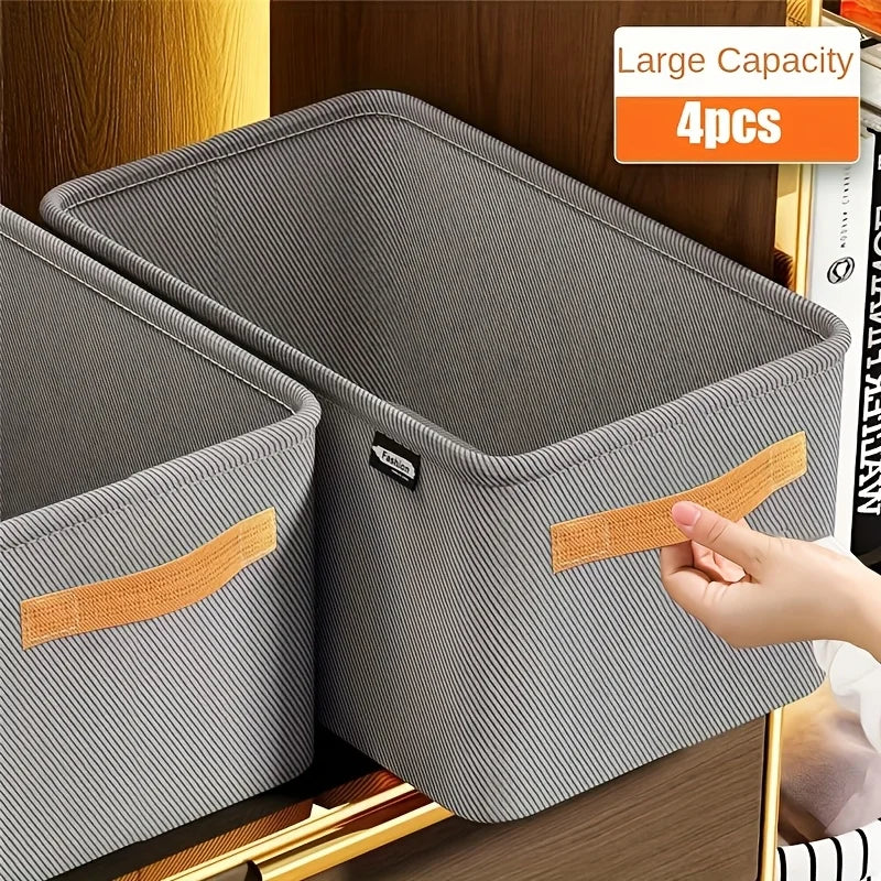 4PCS Large Stackable Storage Boxes – Non-Woven Closet Organizer Stackable Storage Boxes Babs