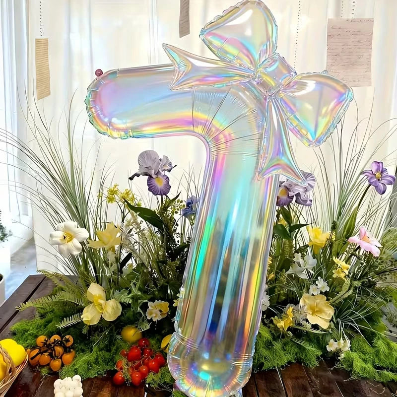 40" Iridescent Number Balloon & Bowknot Kit – Birthday Party Party Balloon Kit Babs 7 40Inch