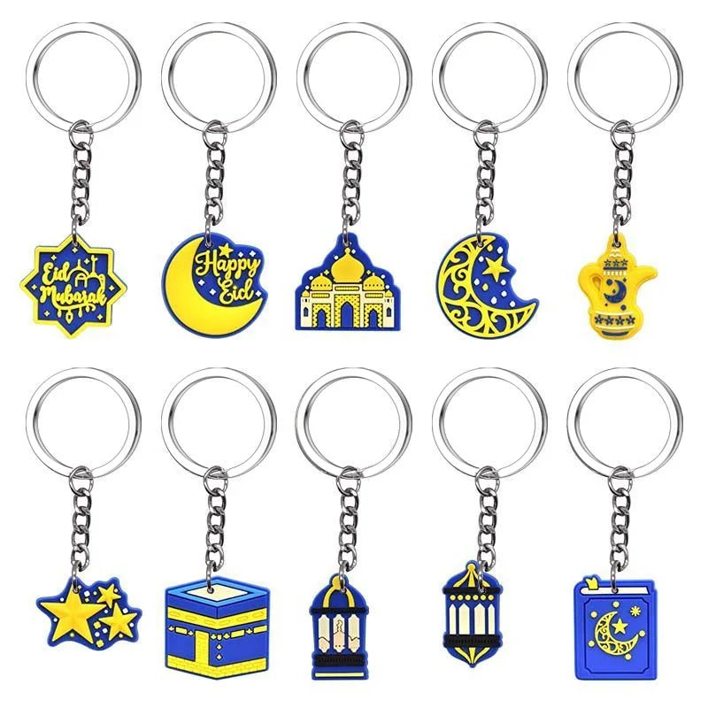 10Pcs Eid Mubarak Keychain Moon Castle Ornaments Ramadan 2026 Holiday Keychain Set Babs 10pcs