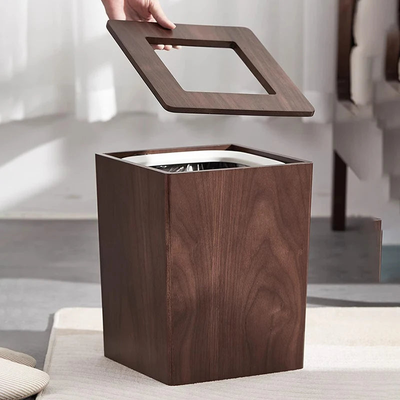 Nordic Wooden Trash Can 12L | Home Waste Bin | Rectangular Wooden Waste Bin Babs