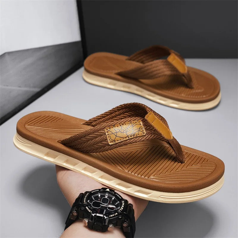 Men's Lightweight Anti-Slip Flip Flops – Beach Sport Sandals Men's Flip Flops Babs 42 deep khaki