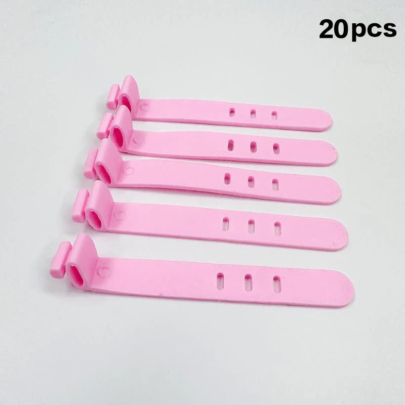 Silicone Cable Organizer Bobbin Winder Set 20 pcs – Cord Manager Cable Organizer Set Babs pink 20pcs