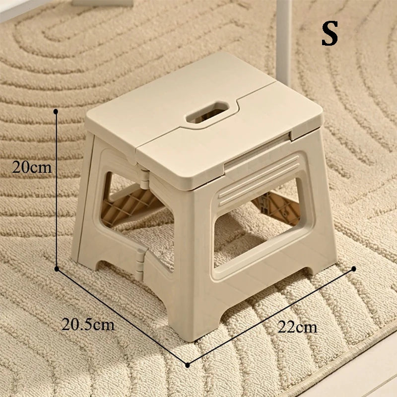 Folding Step Stool – Lightweight Non-Slip Plastic Stool for Home Folding Step Stool Babs S-White