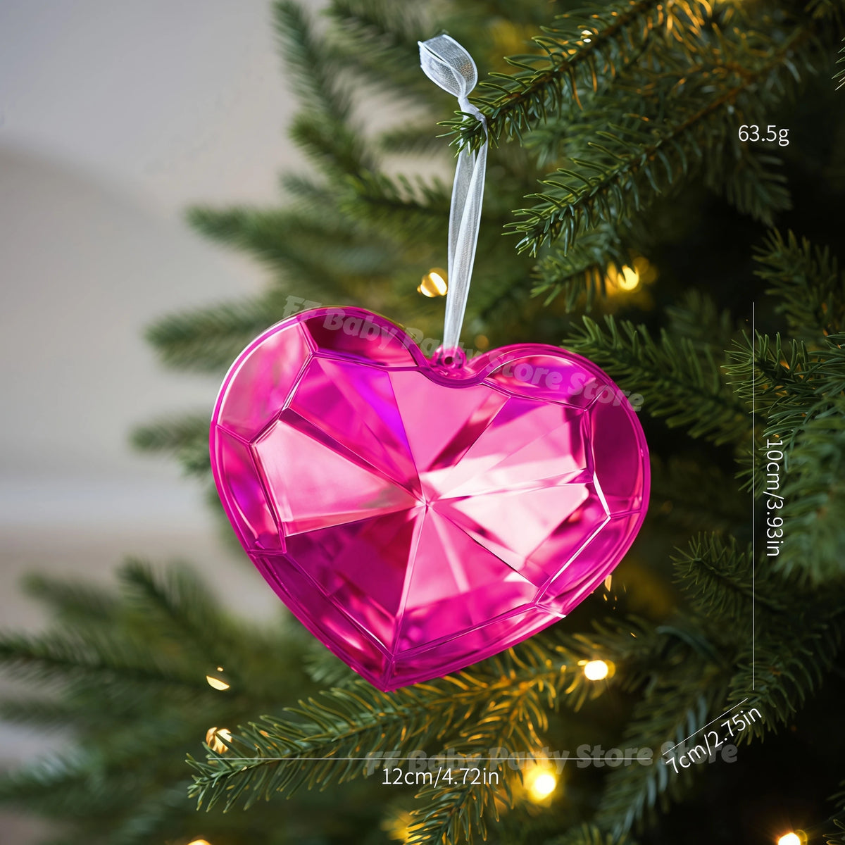Acrylic Rainbow Love Heart Christmas Tree Ornament Pendant Christmas Tree Ornament Babs Rose