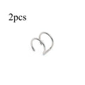 Clip-On Earrings Nose & Lip Ring Fake Piercing Jewelry Set Clip-On Jewelry Set Babs Silver-2pcs