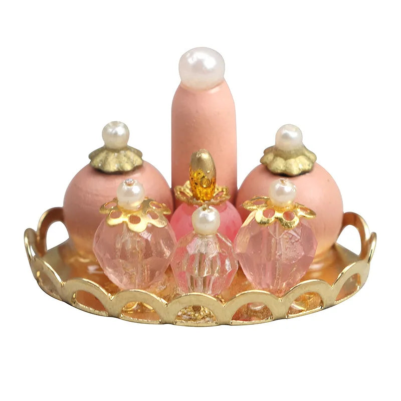 1:12 Scale Pink Perfume Tray Miniature Dollhouse Accessory Dollhouse Miniature Babs Pink