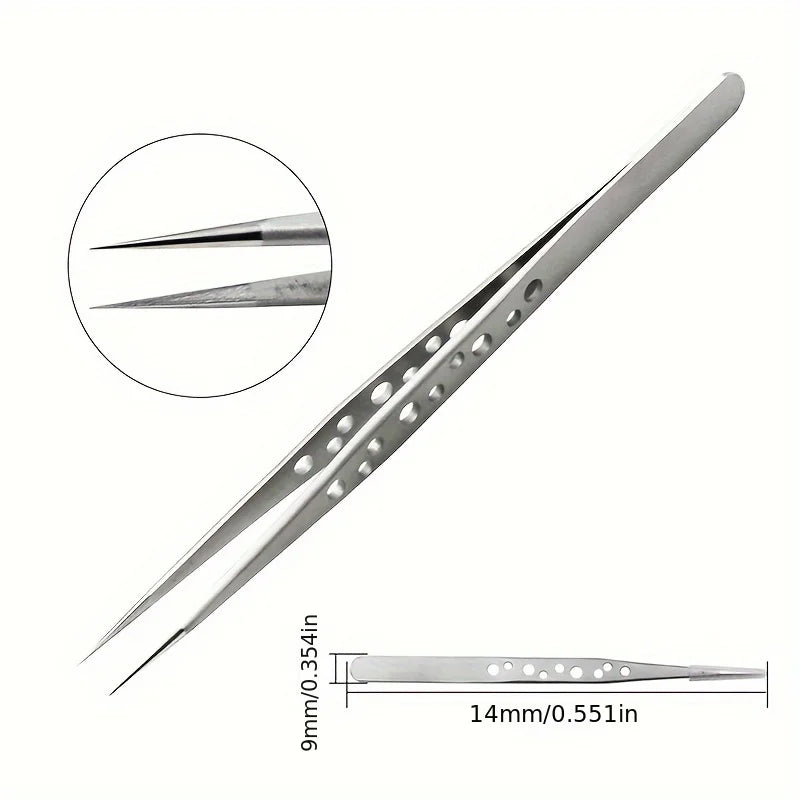 Stainless Steel Precision Tweezers – Straight & Curved Tip Precision Tweezers Babs Silver Sharp Point