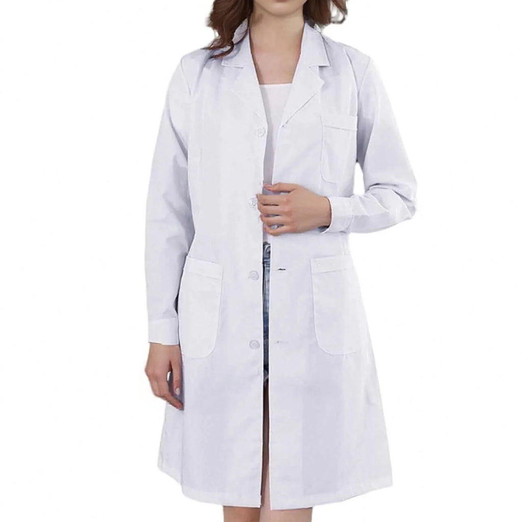 Women's White Lab Coat Long Sleeve Nurse Work Uniform Coat Women's Lab Coat Babs