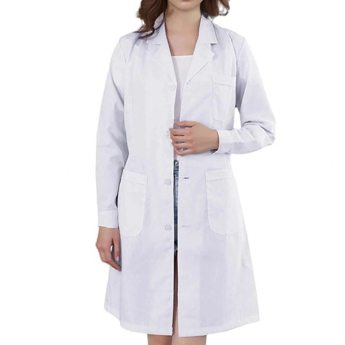 Women's White Lab Coat Long Sleeve Nurse Work Uniform Coat Women's Lab Coat Babs
