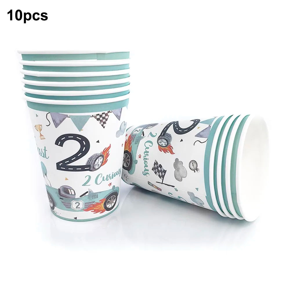Race Car "Two Fast" 2nd Birthday Party Supplies Set Birthday Party Decor Babs cups