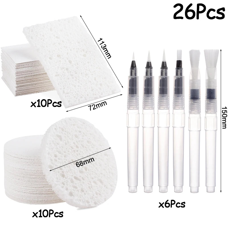 3D Magic Foam Texture Painting Paper Set with Water Brush Kids Art Craft Set Babs 26pcs set