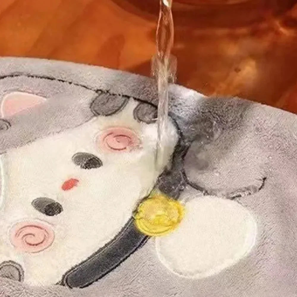 Cute Cat Hand Towel – Quick-Dry Coral Velvet Absorbent Towel Hand Towel Babs
