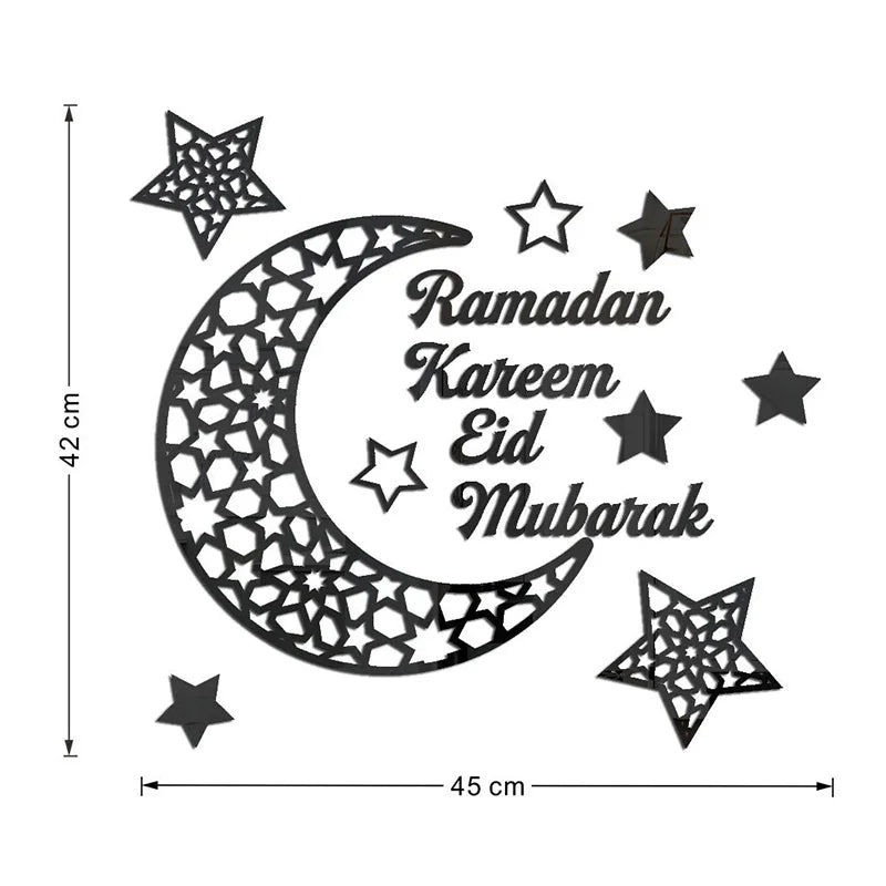 Eid Mubarak Gold Acrylic Mirror Wall Decal – Ramadan 2026 Acrylic Wall Decal Babs Ramadan Eid 2