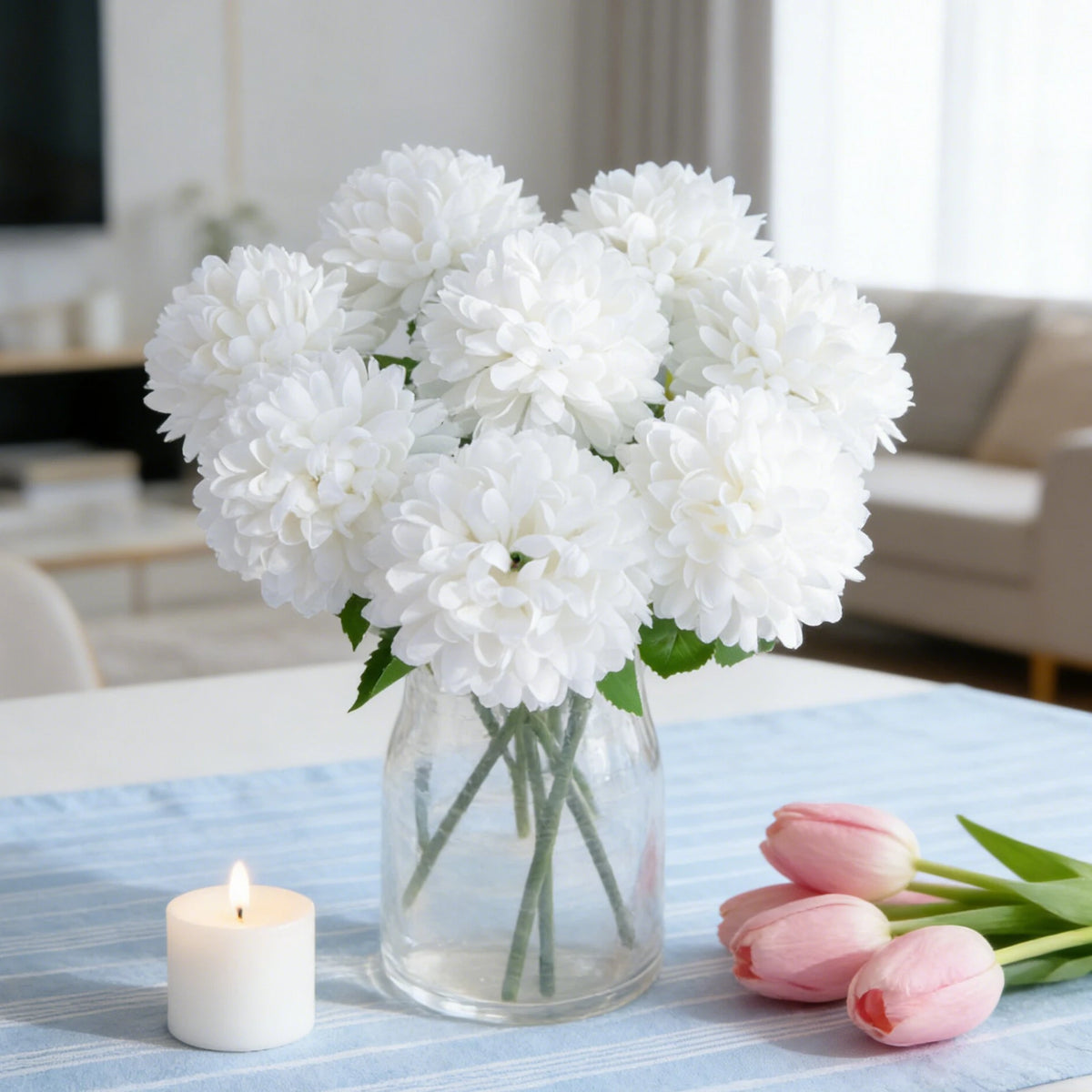 Artificial Silk Chrysanthemum Flowers 5/10 Pcs – Wedding Décor Artificial Silk Flowers Babs