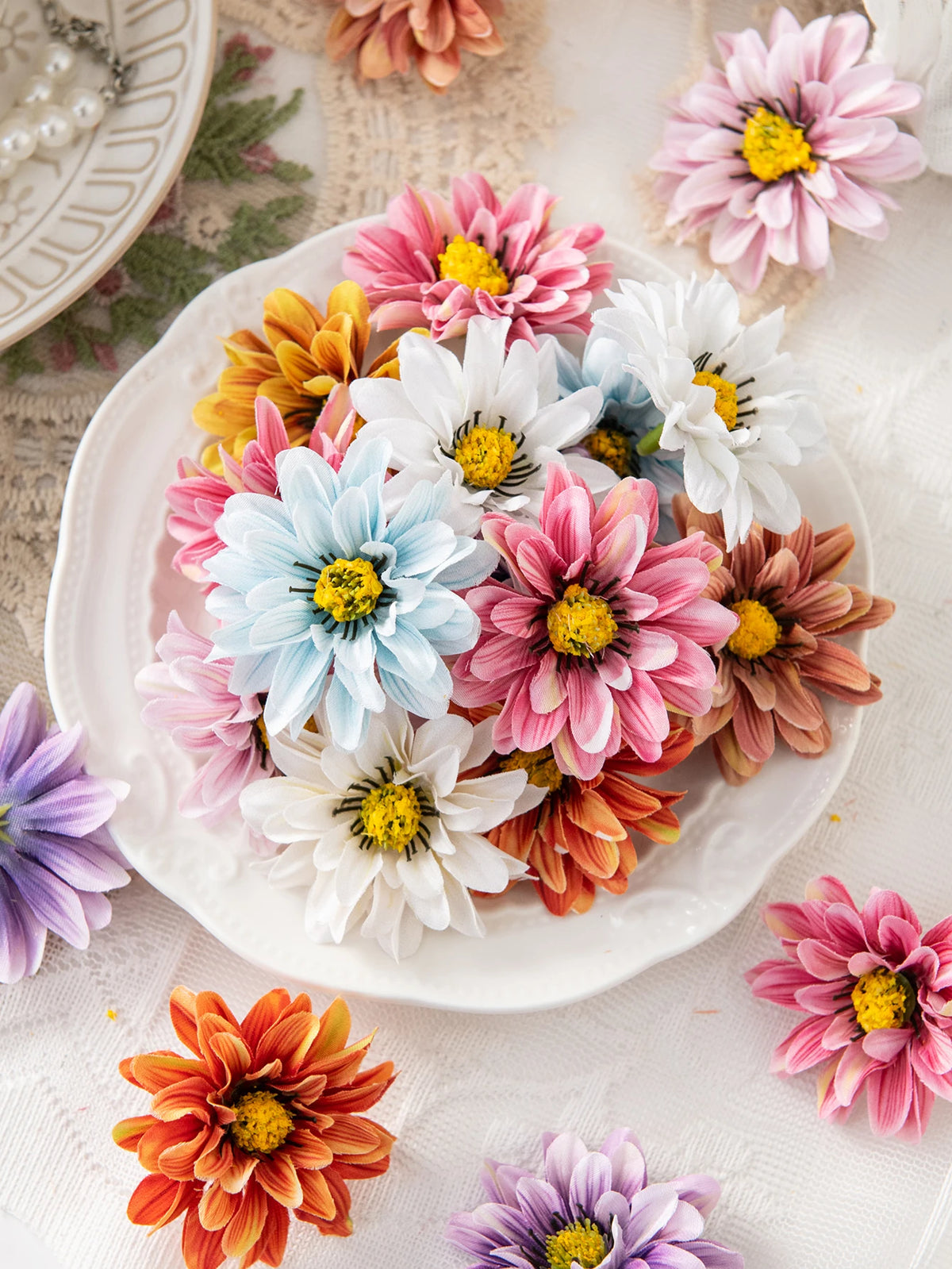 Small Daisy Artificial Silk Flowers 10/20 Pcs – Wedding & Home Decor Artificial Silk Flowers Babs Mix 10 pcs