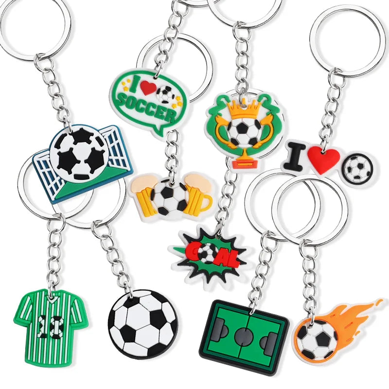 10Pcs Soccer Keychains Bulk – Kids Party Favors & Bag Pendants Sports Party Favors Babs