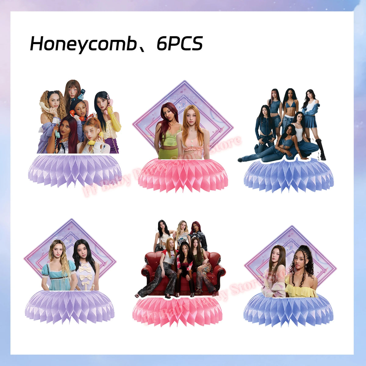 Katseye Kpop Birthday Party Decoration Set – Balloon & Banner Party Decoration Set Babs 6pcs Honeycomb others
