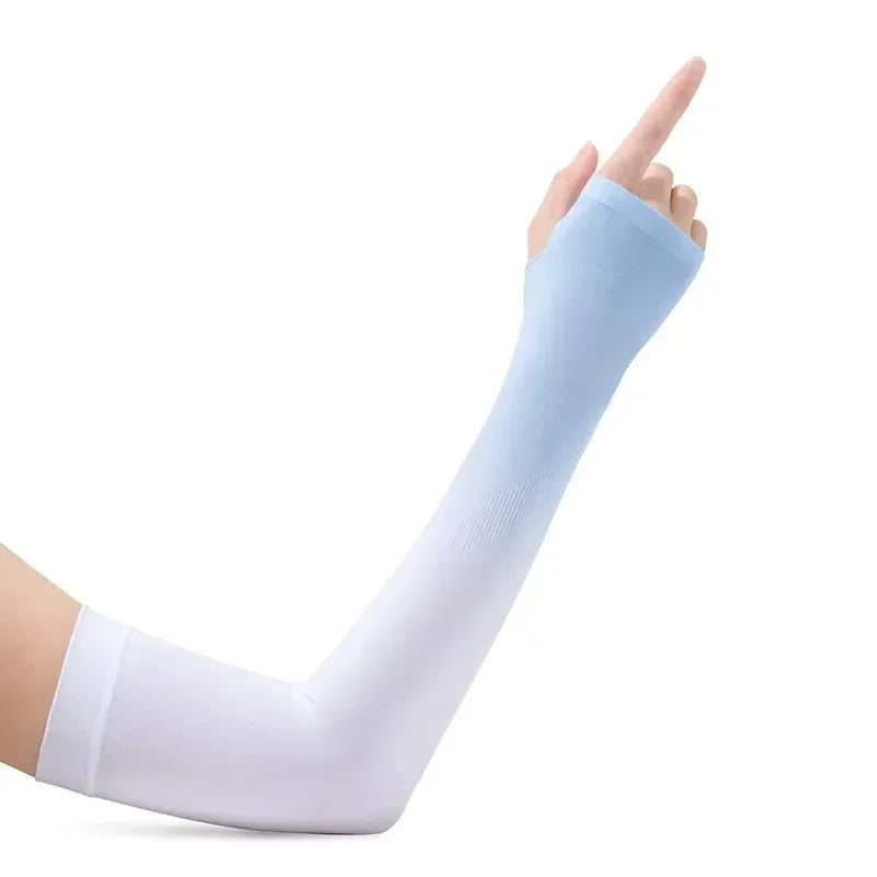 UV Cooling Arm Sleeves with Thumb Hole – Sun Protection Outdoors UV Arm Sleeves Babs Blue 1Pair