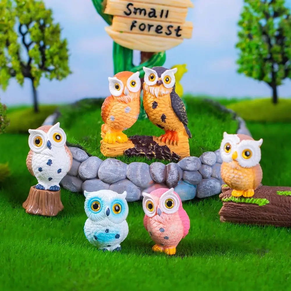 Cute Mini Resin Owl Ornament – Micro Landscape Scene Decor Resin Figurine Ornament Babs