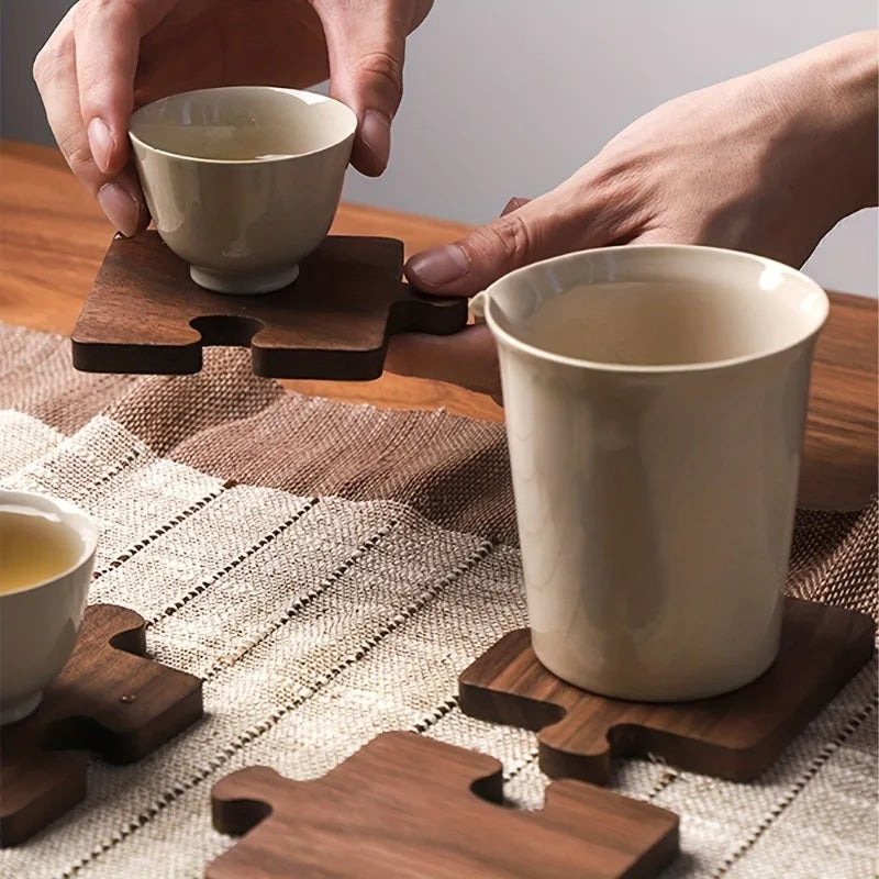 Puzzle Shaped Bamboo Coaster – Tabletop Protector & Decor Bamboo Drink Coaster Babs