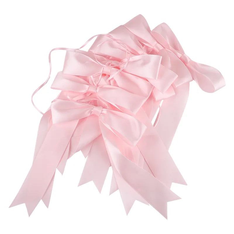 8-Piece Pink Bow Garland Satin Ribbon Party Banner Decoration Party Garland Banner Babs