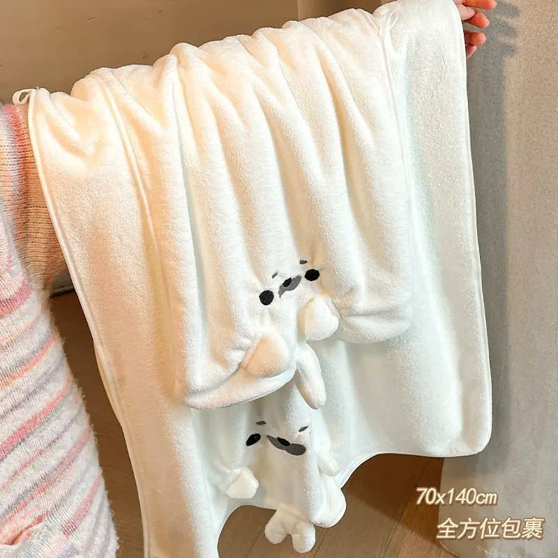 Cartoon Seal Microfiber Hair Towel Wrap – Quick Dry Turban Microfiber Hair Turban Babs