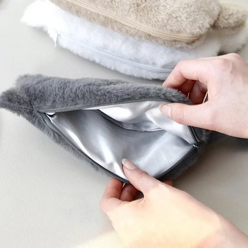 Kawaii Plush Cat Pen Bag – Cute Large Capacity Pencil Pouch Kawaii Pencil Case Babs
