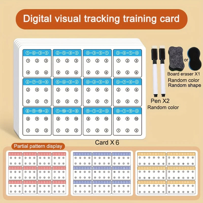 Kids Visual Tracking & Attention Training Cards – Color & Number Educational Flash Cards Babs Digital version