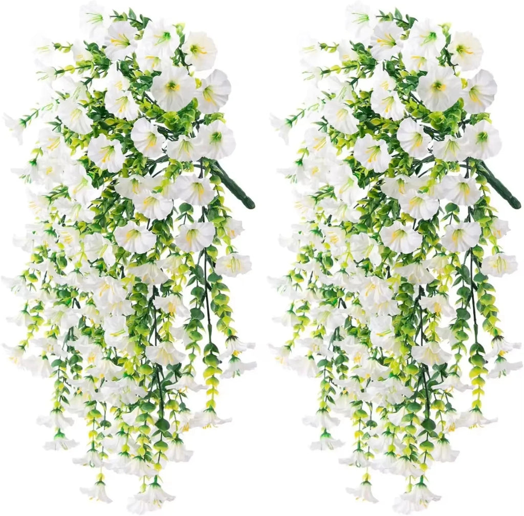 Artificial Morning Glory Vine – Wedding & Home Décor, 75cm Artificial Flower Vine Babs WHITE 2 pcs
