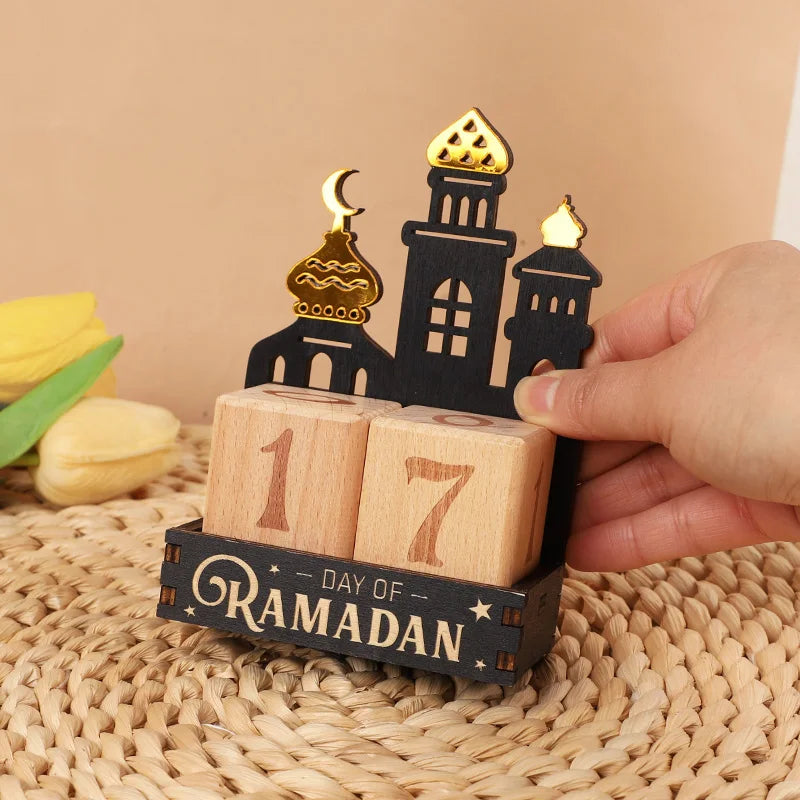 Ramadan Countdown Calendar Wooden Blocks – Eid 2026 Decor Countdown Calendar Babs