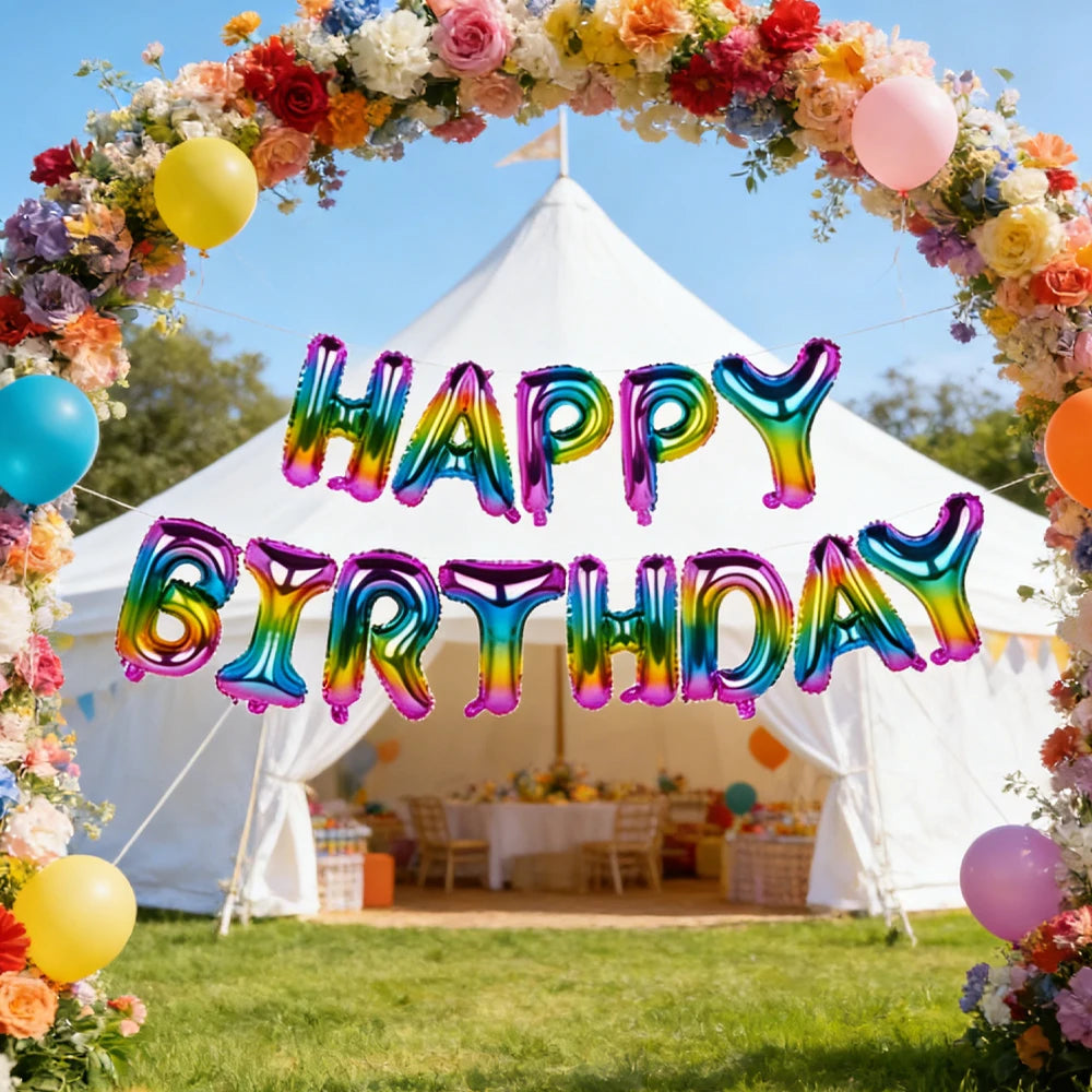 Gradient Rainbow Happy Birthday Foil Letter Balloons Party Decor Foil Letter Balloons Babs