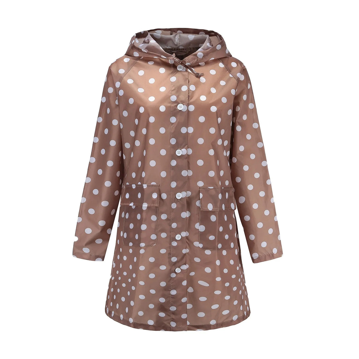 Hooded Waterproof Raincoat Long 95cm Unisex Hiking Rain Jacket Hooded Raincoat Babs Coffee L