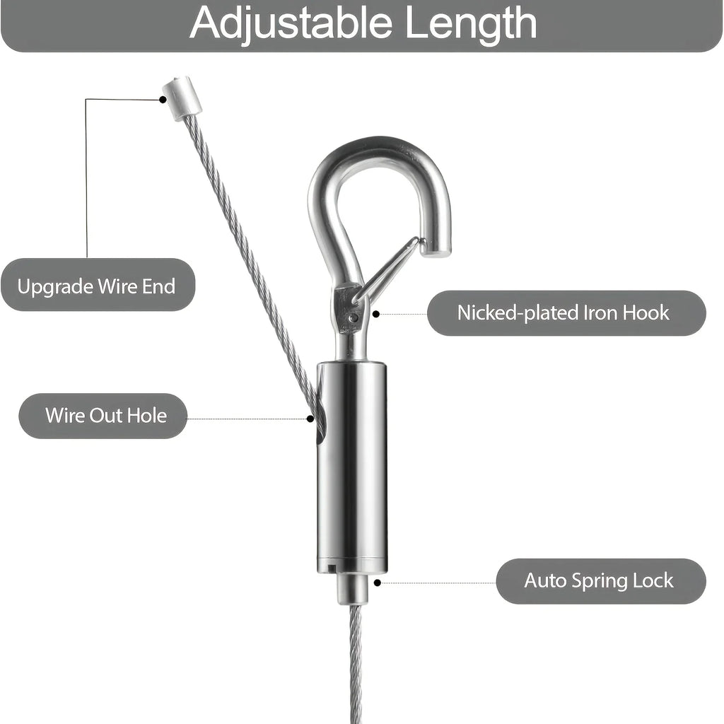 2pcs 1.5m Stainless Steel Wire Rope & Quick Hook – Camping Lanyard Wire Rope Lanyard Babs