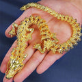3D Alloy Golden Dragon Statue – Movable Limbs, Home Décor Dragon Figurine Babs Gold 10cm