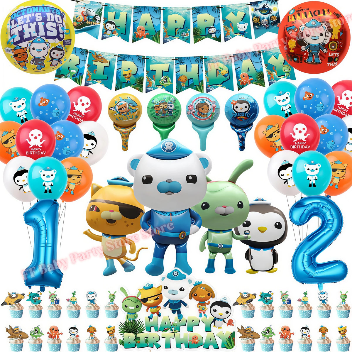 Octonauts Birthday Foil Balloons – Baby Shower Party Decor Party Foil Balloons Babs