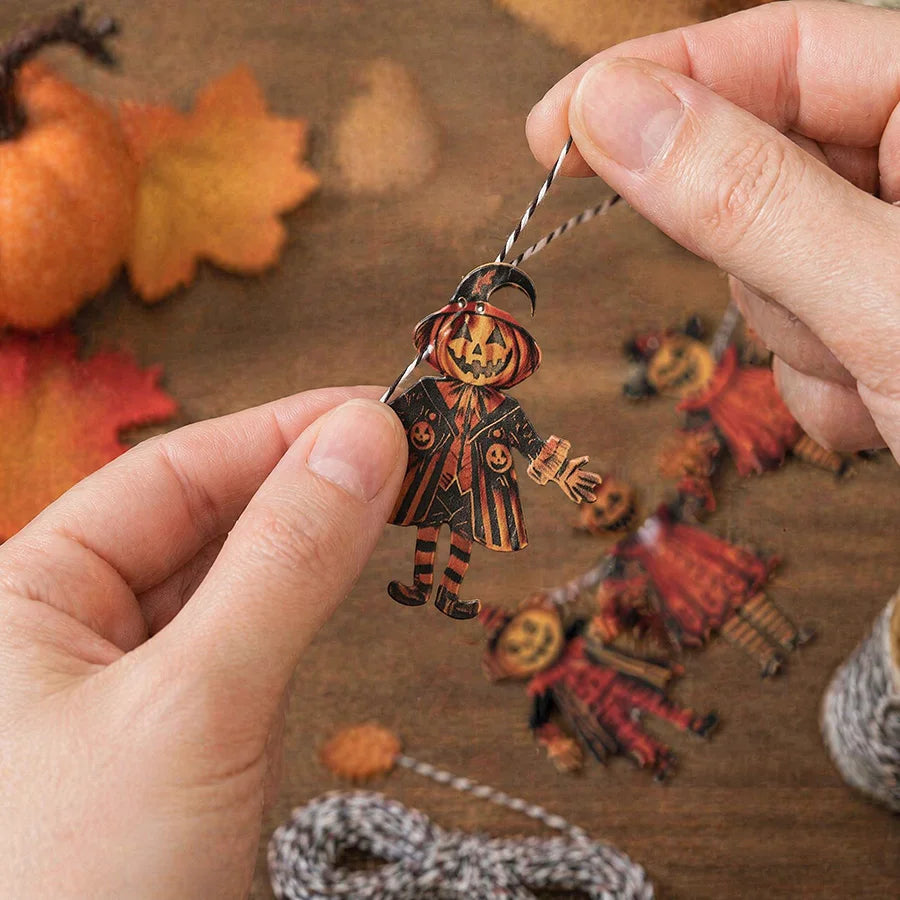 6-Piece Halloween Wooden Pumpkin Ghost Hanging Pendants Halloween Wooden Pendants Babs