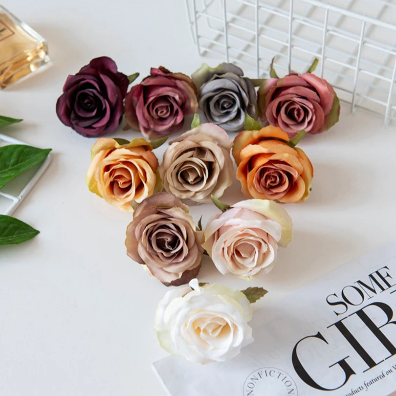 50/100pcs Silk Rose Artificial Flowers UV-Resistant Wedding Decor Artificial Silk Flowers Babs